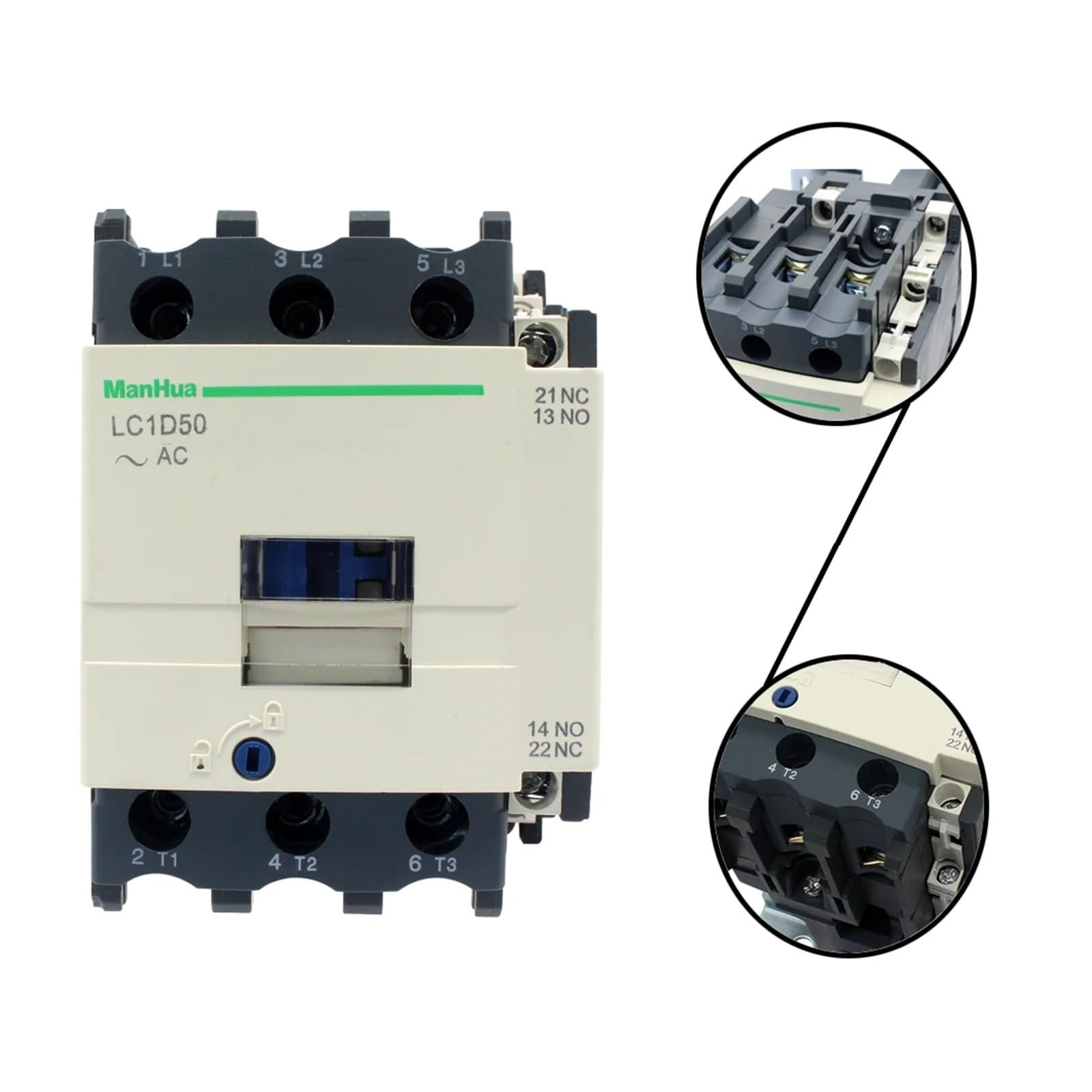 Contactor de LC1-D50 montado en carril Din, Contactor eléctrico Industrial de CA, 50Hz, 220/230V, 50A Componentes electrónicos