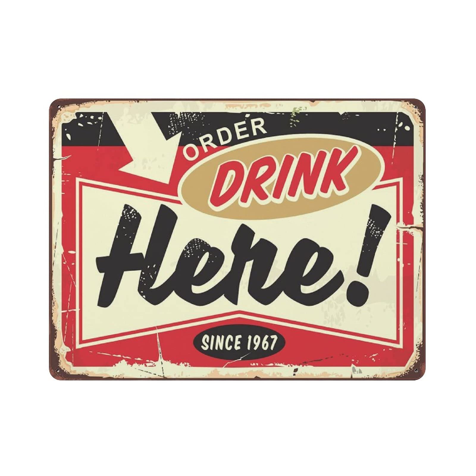 rayprint Metal Tin Sign Order Drinks Here Vintage Tin Poster Metal Sign Wall Decoration Country Kitchen Home Garage Decor 12"x16"