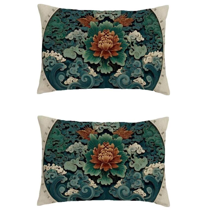 Housse de coussin 80x100 canapé salon taie oreiller lin rectangulaire lot de 2
