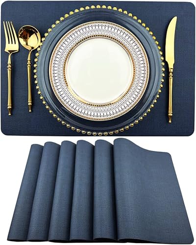 Miniatura 1 de WAZAIGUR Manteles individuales de piel sintética gruesa, impermeables, fáciles de limpiar, antideslizantes, resistentes al calor, para mesa de