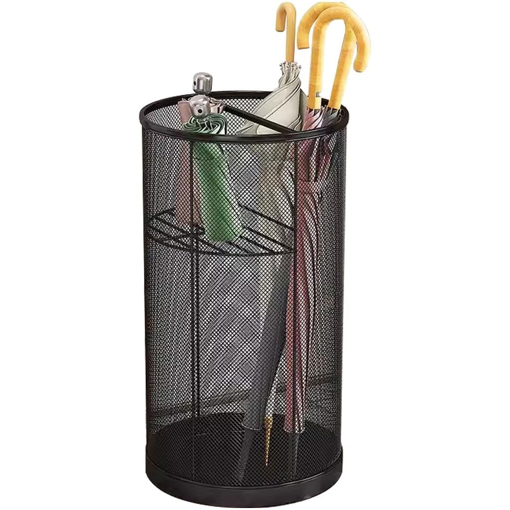 Flyiodfcxv Black Umbrella Stand, Large Capacity, Hollow Cylindrical Umbrella Stand, Long/Short(,30 * 55Cm)