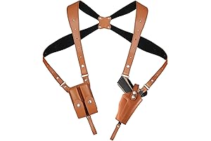 Shoulder Holster Vertical Leather Gun Holster for Concealed Carry with Magazine Pouch