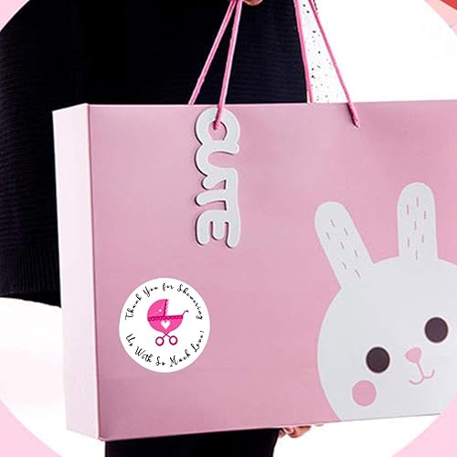 Miniatura 4 de Remarkable Calcomanías redondas para baby shower, con texto en inglés "Thank You for Showering US", de 1.5 pulgadas, para niñas y niños, 504