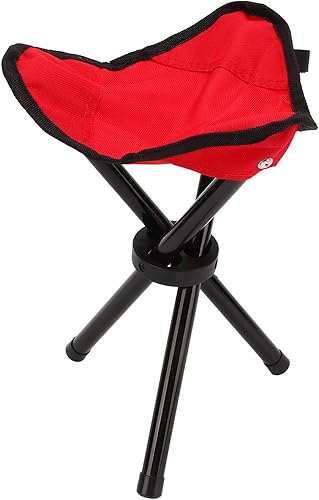 Miniatura 8 de Taburete trípode para camping, portátil plegable trípode, silla de campamento ligera para senderismo, caminar, pesca, viajes, mesa y silla (rojo)