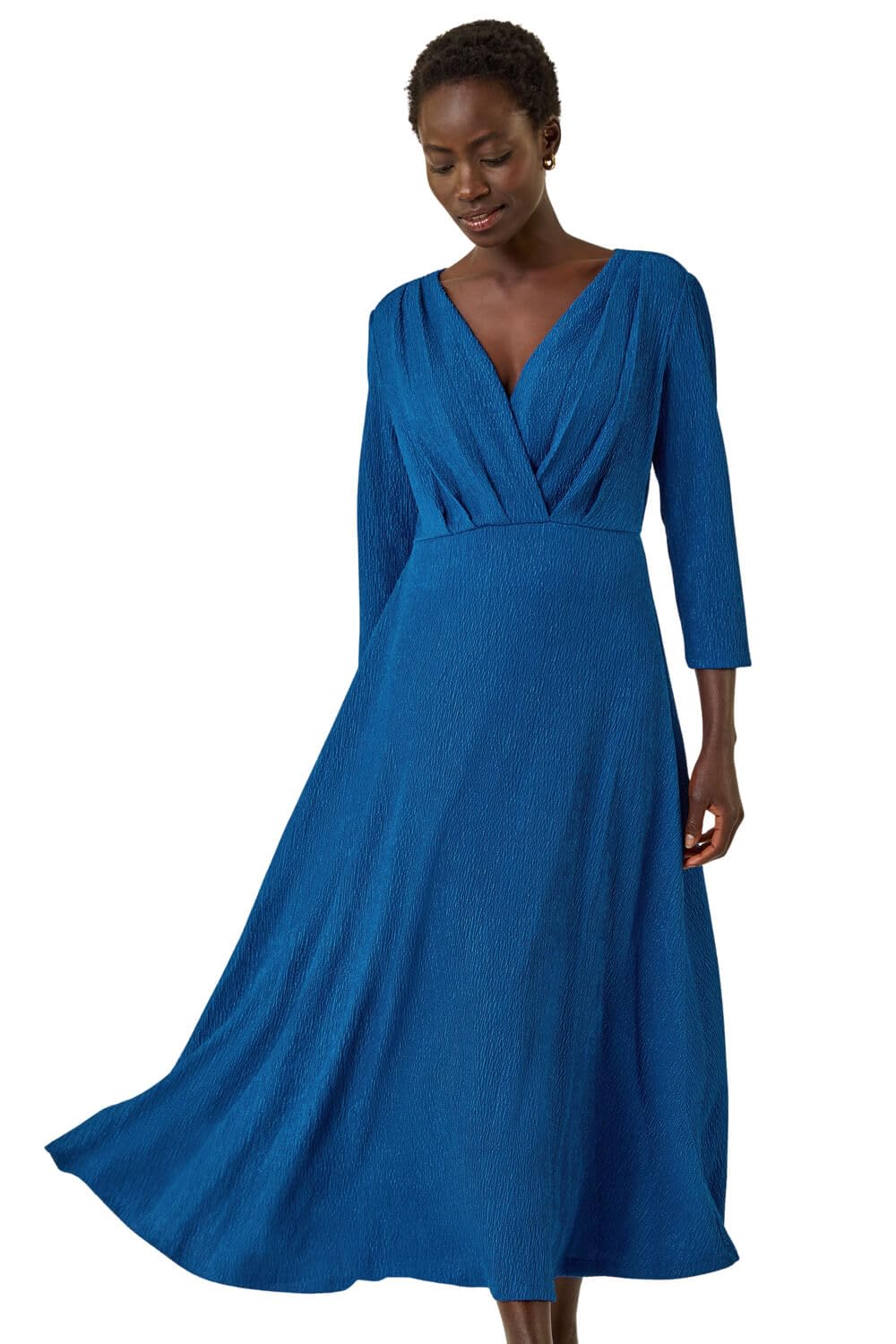 Roman Women's Royal Textured Wrap Midi Dress In | Size: 10