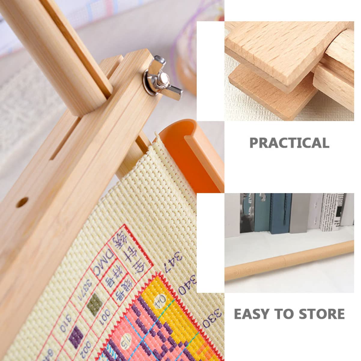 KONTONTY Solid Wood Cross Stitch Frame Embroidery Tapestry Stand Desktop Embroidery Rack