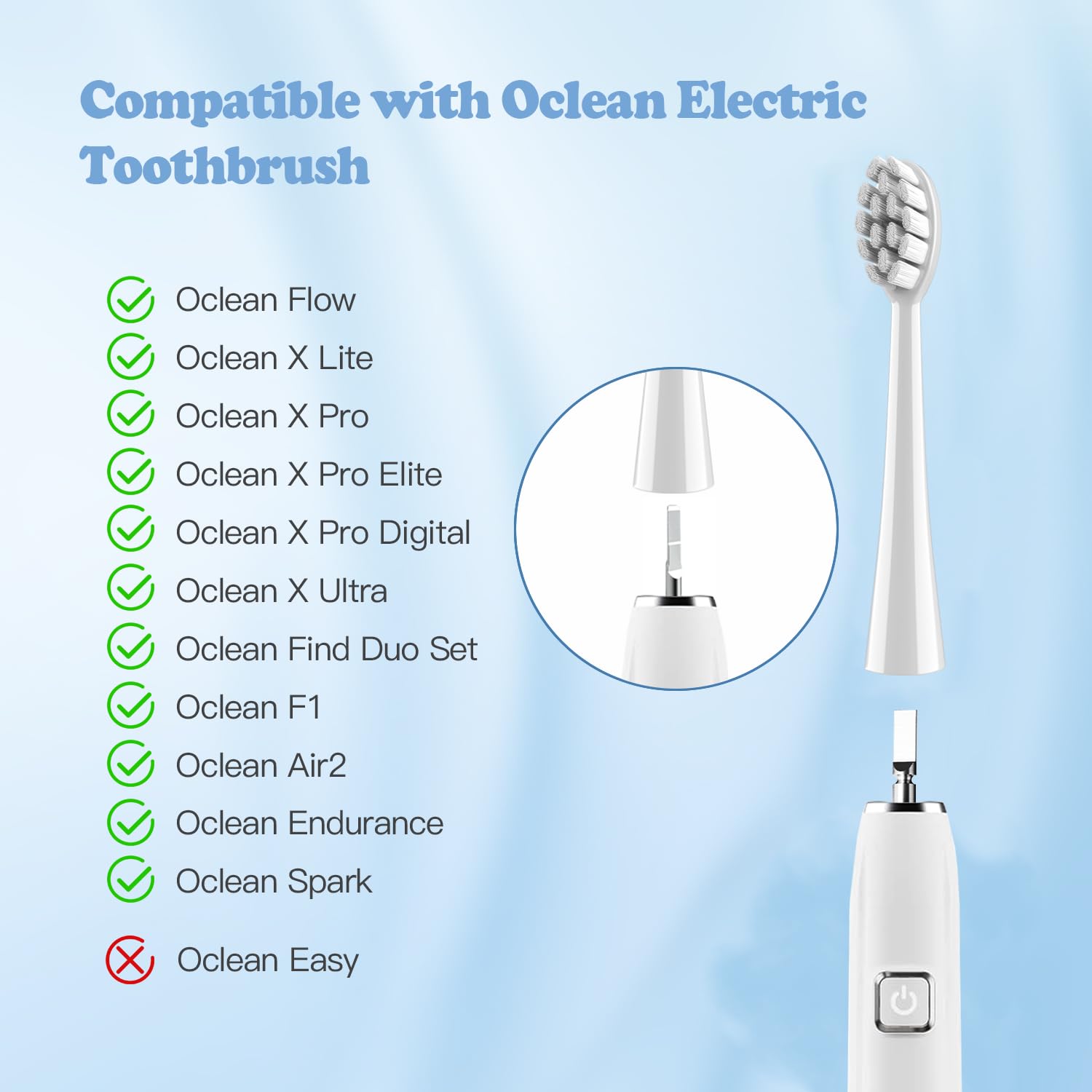 6 Pack Gum Care Replacement Brush Heads Compatible with Oclean Electric Toothbrush Heads for Oclean Spark, Flow, X Pro, X Pro Elite, X Pro Digital, X Lite, X Ultra, Air2, F1 (White)