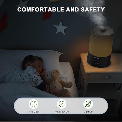 Miniatura 5 de Humidificadores para dormitorio, difusor de aceite esencial de niebla fría de 4 litros para guardería y plantas, boquilla de 360, modo de sueño
