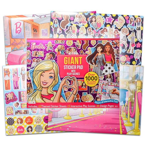 Barbie Giant Coloring Activity Set for Kids, Girls ~ Large Barbie Sticker Pad with 1000+ Stickers, Play Scenes, Coloring Pages, and More | Barbie Craft Toys and Games