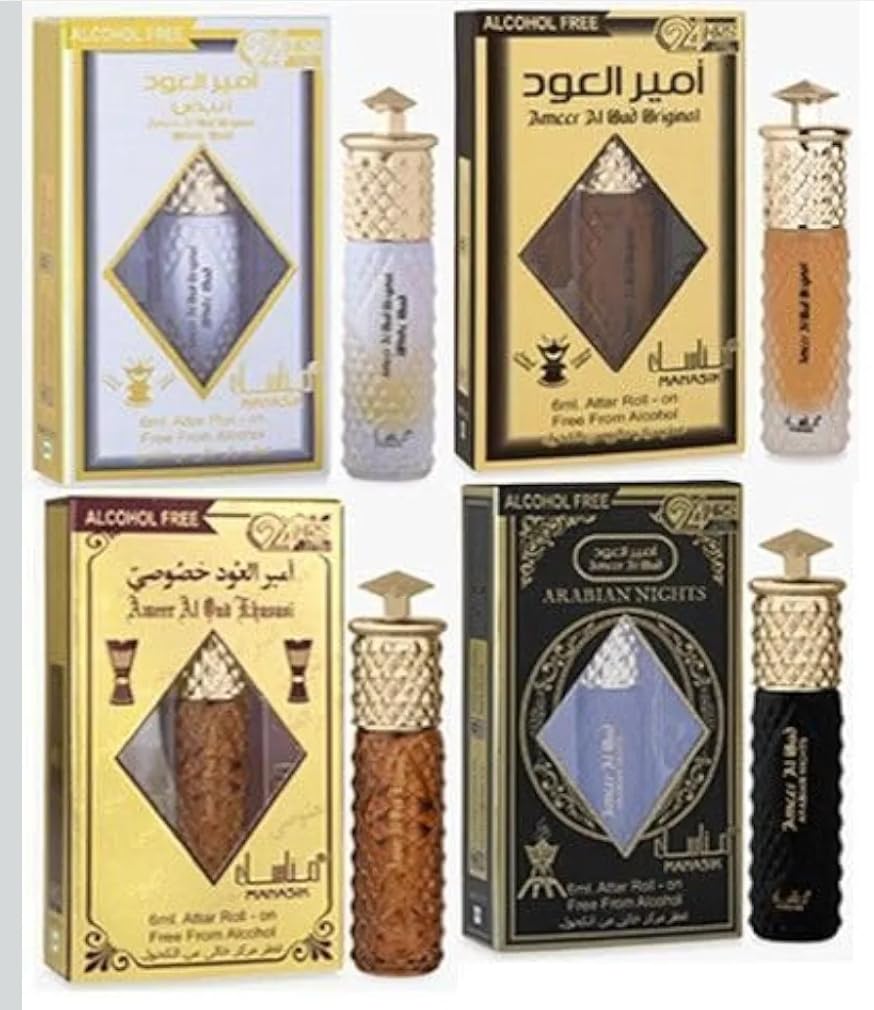 Manasik Attar Combo Pack of 4 (6ml Each) – Ameer Al Oud, WhiteOud, KhususiOud & Arabian Nights | Alcohol-Free Unisex Perfume Oil-image-40