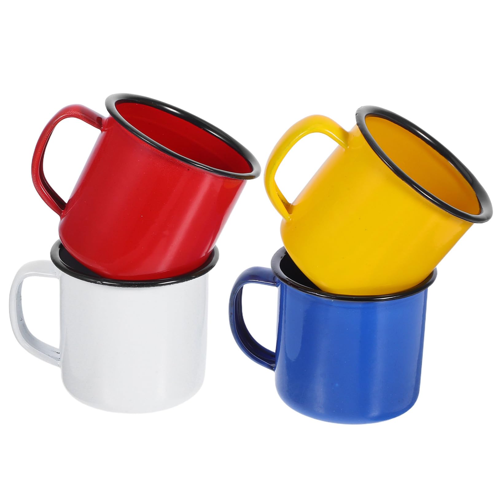 Juego de 4 Tazas Metálicas Esmaltadas para Café y Té, Estilo Retro, Ligeras para Camping, Fiestas y Uso Diario