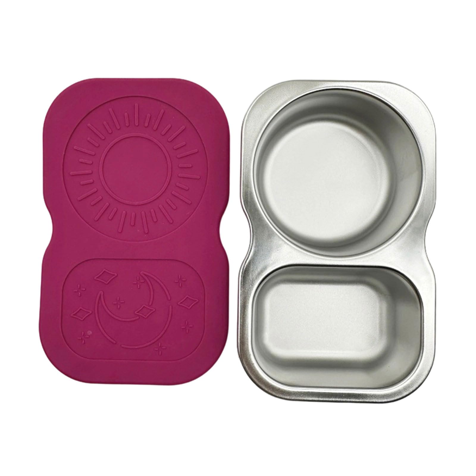 jiingekk Sturdy Nonrust Steel Double Side Dipping Cup Family Gathering Sauces Great for Parties and Family Gatherings Double Compartment Sauce Container