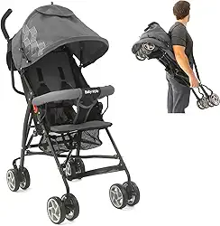 Carrinho de Bebê Guarda Chuva Passeio Leve Infantil Compacto Viagens Dobrável Cinto 5 Pontos Avião Até 15Kg Resistente Umbrella Fecha Fácil Portátil Baby Style Cinza