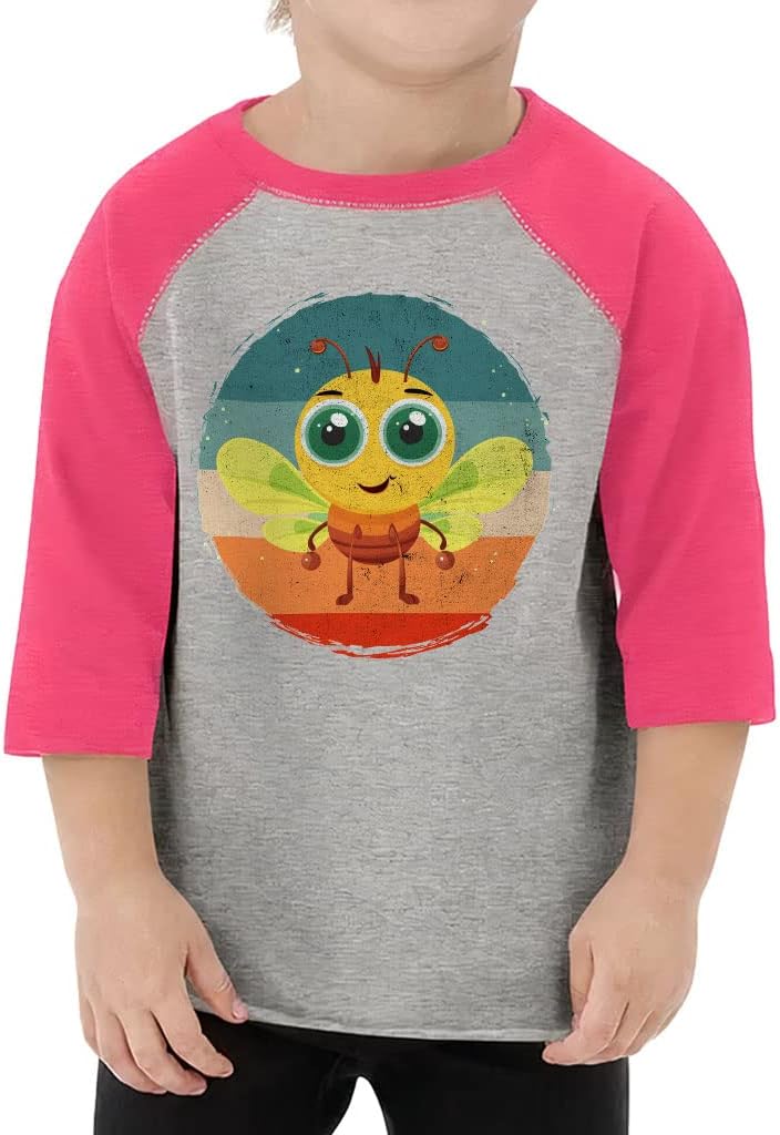 Colorful Toddler Baseball T-Shirt - Fly Print 3/4 Sleeve T-Shirt - Unique Kids' Baseball Tee