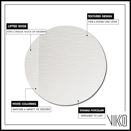 Miniatura 3 de Vikko Platos redondos para cena, juego de 4 elegantes platos blancos con borde elevado y superficie texturizada, vajilla elegante de 12.25 pulgadas