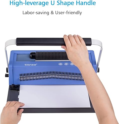 Miniatura 7 de TIANSE Máquina de encuadernación de bobina en espiral, carpeta manual para hacer libros con insertador de bobina eléctrica, pines desenganchables,