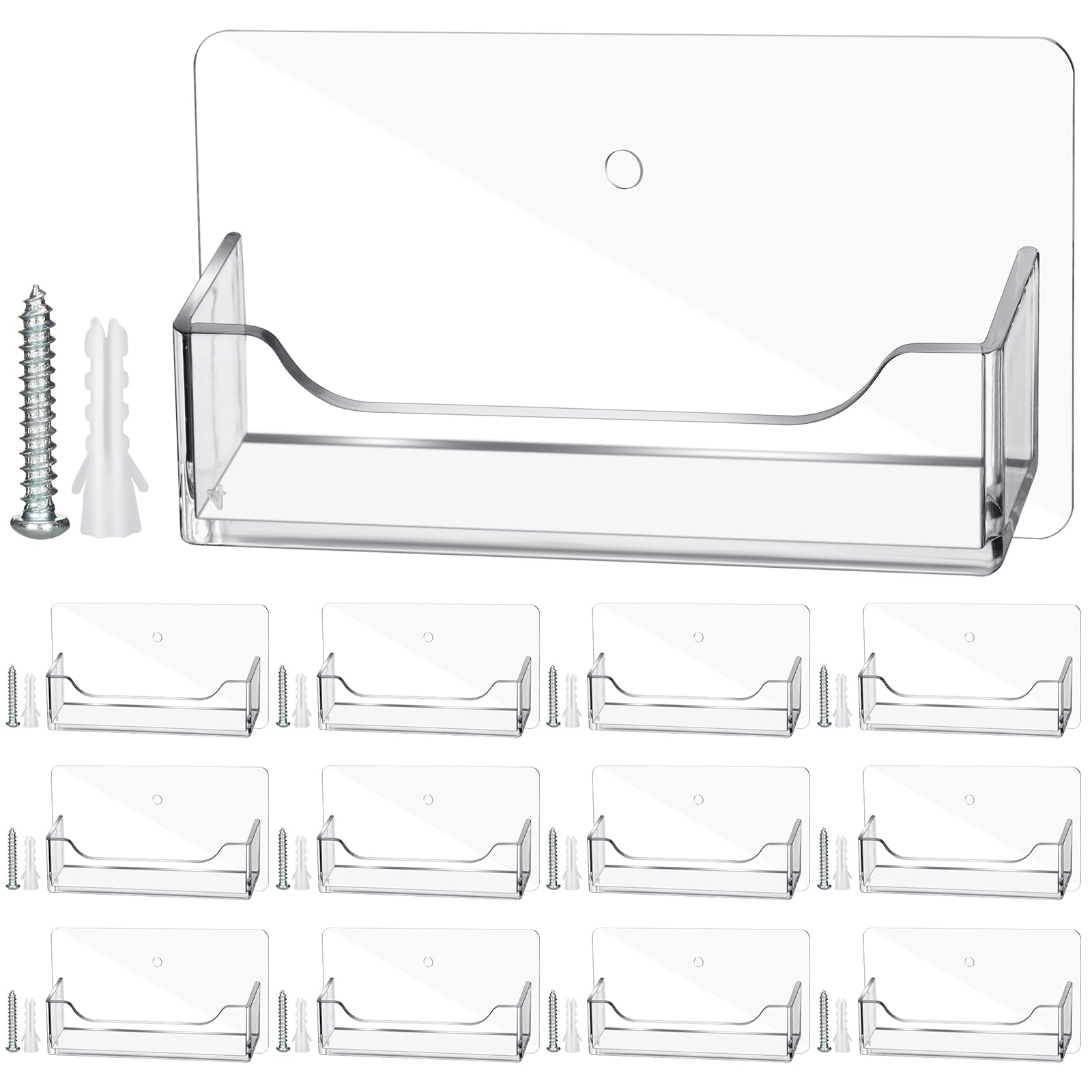 Wesiti 8 Pcs Business Card Holder Wall Mount Clear Acrylic Desk Visiting Card Holder Display Plastic Stand Door Desktop Organizer for Office Home Wall