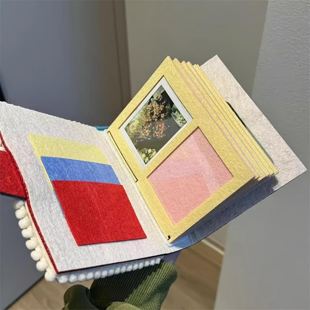 NYSDM Ręcznie robiony wełniany filcowy album na zdjęcia Kompaktowy 3-calowy schowek na zdjęcia, idealny prezent urodzinowy, biały prostokątny scrapbooking