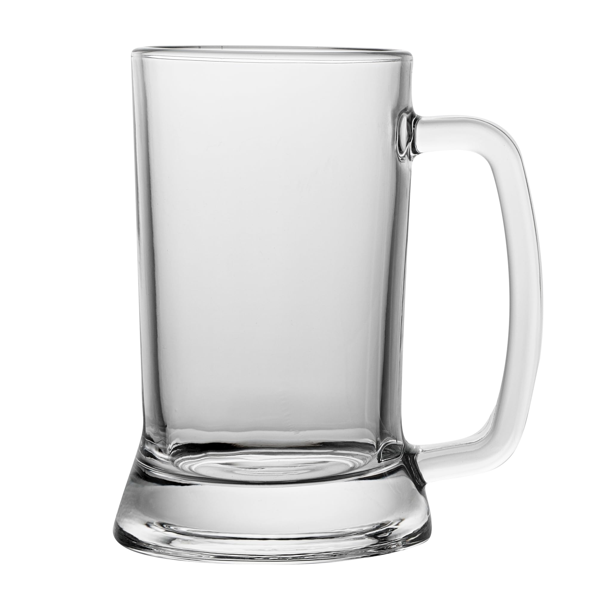 Restaurantware - Vetri - Tazas de cerveza de 473 ml, 24 vasos de cerveza lavables en lavavajillas con asa, sin plomo, base pesada, vasos grandes de vidrio transparente, para bares, restaurantes, hogar