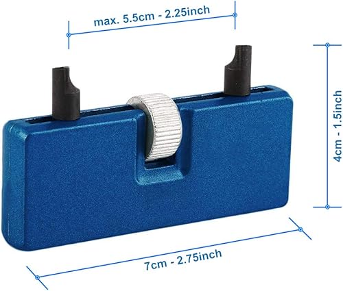 Vista 4 de MMOBIEL Abridor de caja de reloj, llave de tornillo ajustable compatible con reemplazo de batería y reparación de relojes, Azul, Compacto