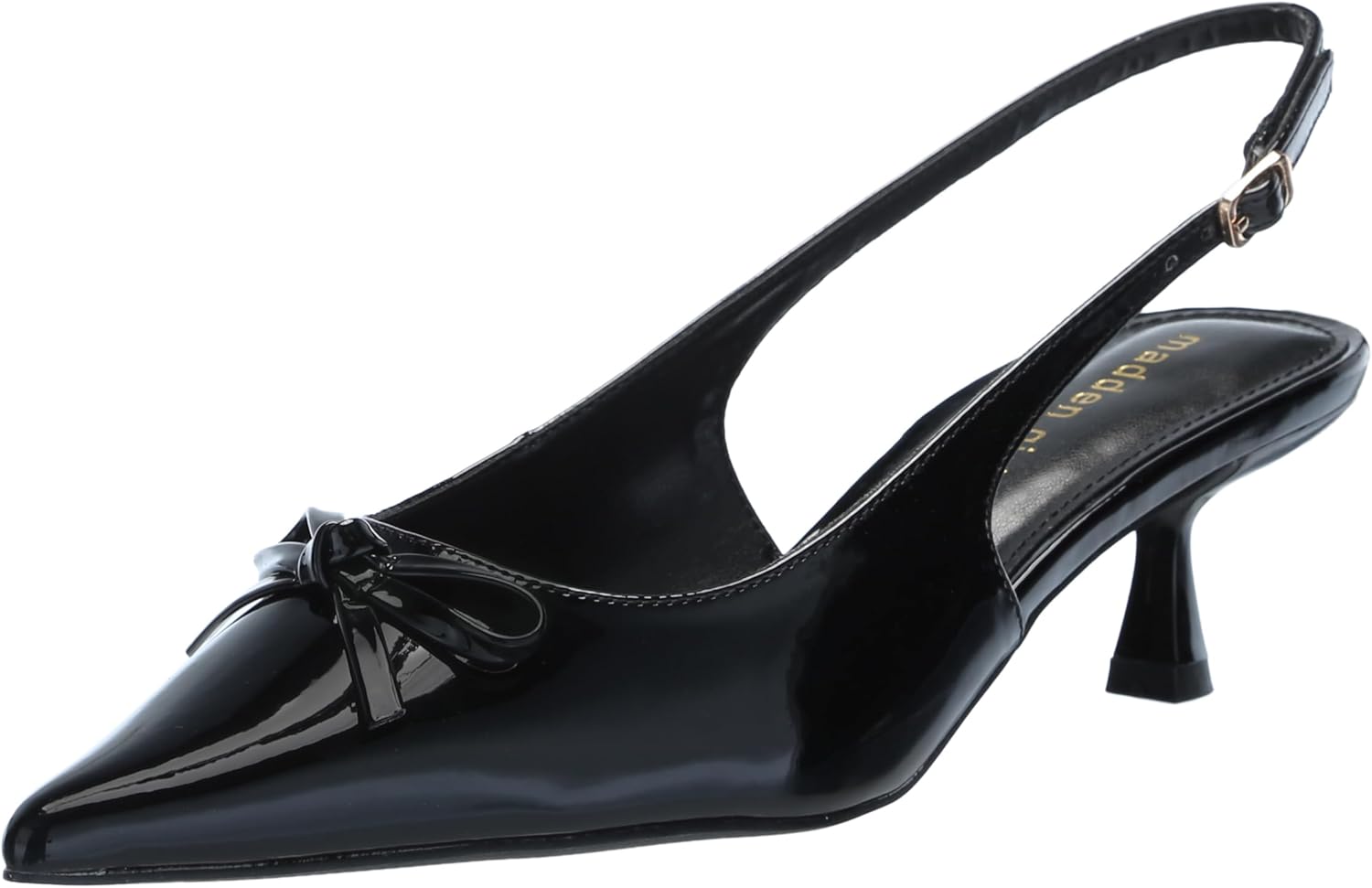 Madden Girl Women's Vogue Sling-Back Kitten Heel Pump, Black Patent, 10