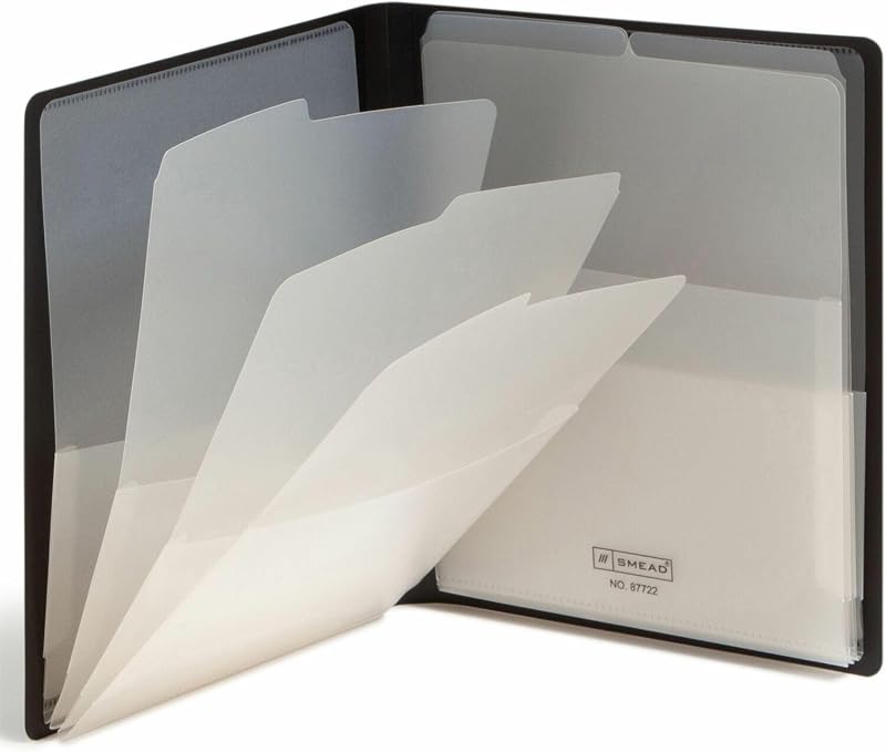 Organizador, carpeta organizada de tamaño carta de 8 bolsillos, organizador vertical de archivos de múltiples bolsillos, poliéster duradero, pestañas, negro, para documentos escolares, domésticos y de oficina