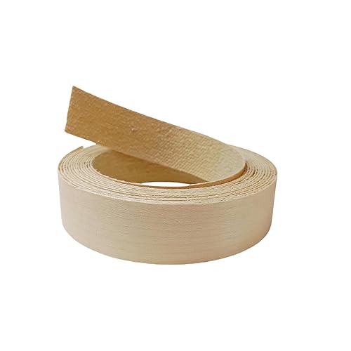 Cinta de bandas de borde de chapa de madera de abedul real, rollo de banda de borde preglued de 1 pulgada × 13 pies con adhesivo de fusión en
