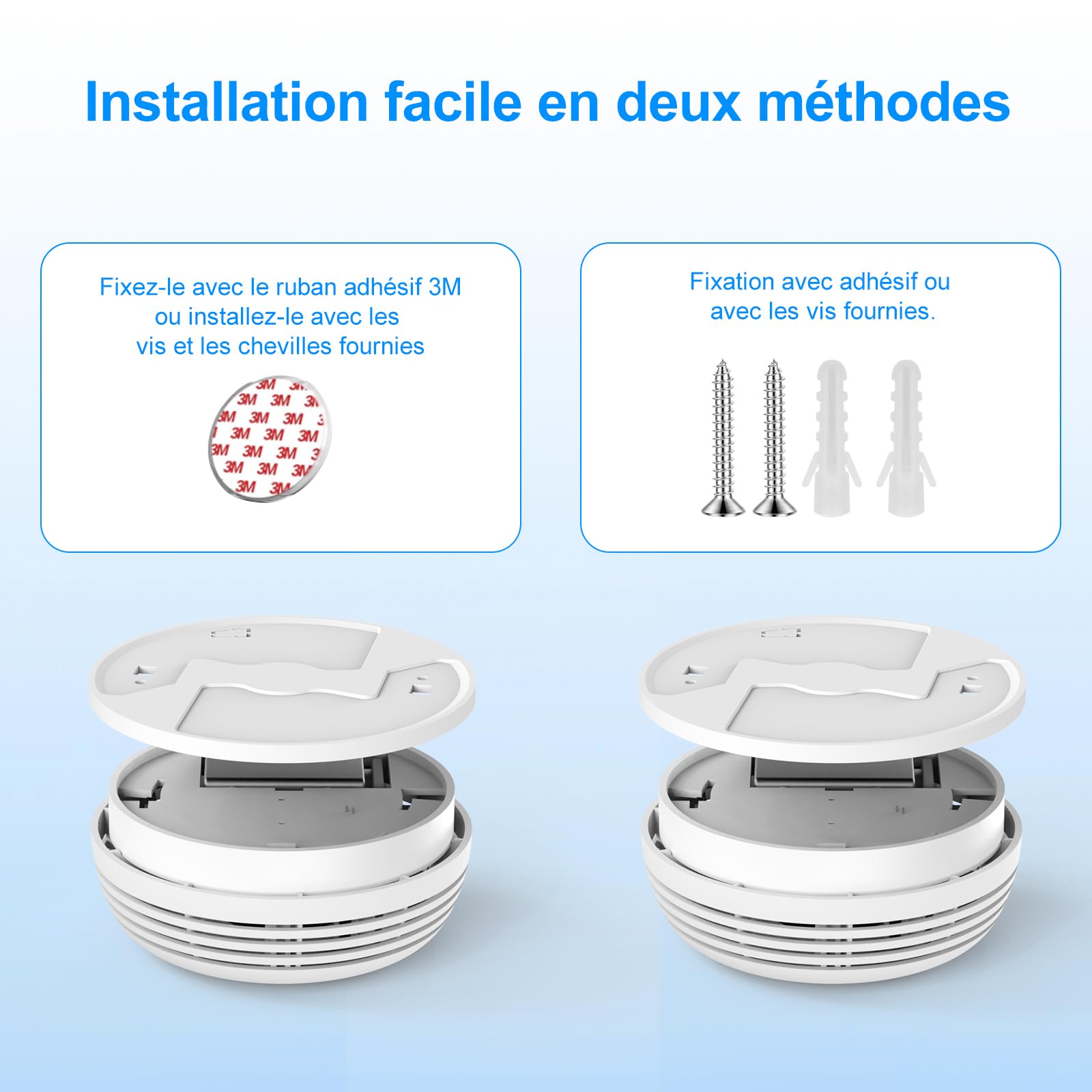 XUK Lot de 2 Detecteur de Fumée – Alarme Incendie avec Pile 9V Remplaçable, Avertissement Batterie Faible, 85 DB, sans Fausses Alertes, Bouton Test et Silence, EN14604, 10 Ans (2 pièces)