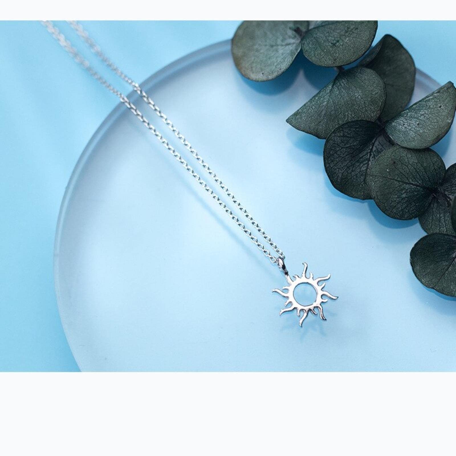 naszyjnik modny niebieski kryształowy wisiorek planeta dla kobiet 925 srebro modny łańcuszek z ogniwami Fine Jewelry