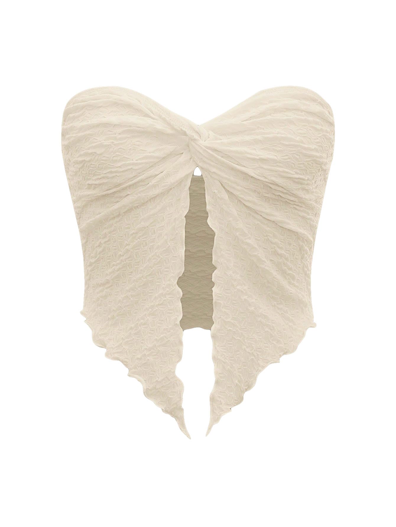 SOLY HUX Women's Sexy Twist Split Hem Strapless Sleeveless Asymmetrical Tube Crop Tops