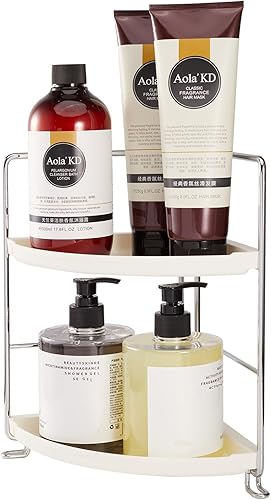 Organizador de baño de 2 niveles para encimera, bandeja de tocador para cosméticos y maquillaje, estante de almacenamiento de especias de cocina,