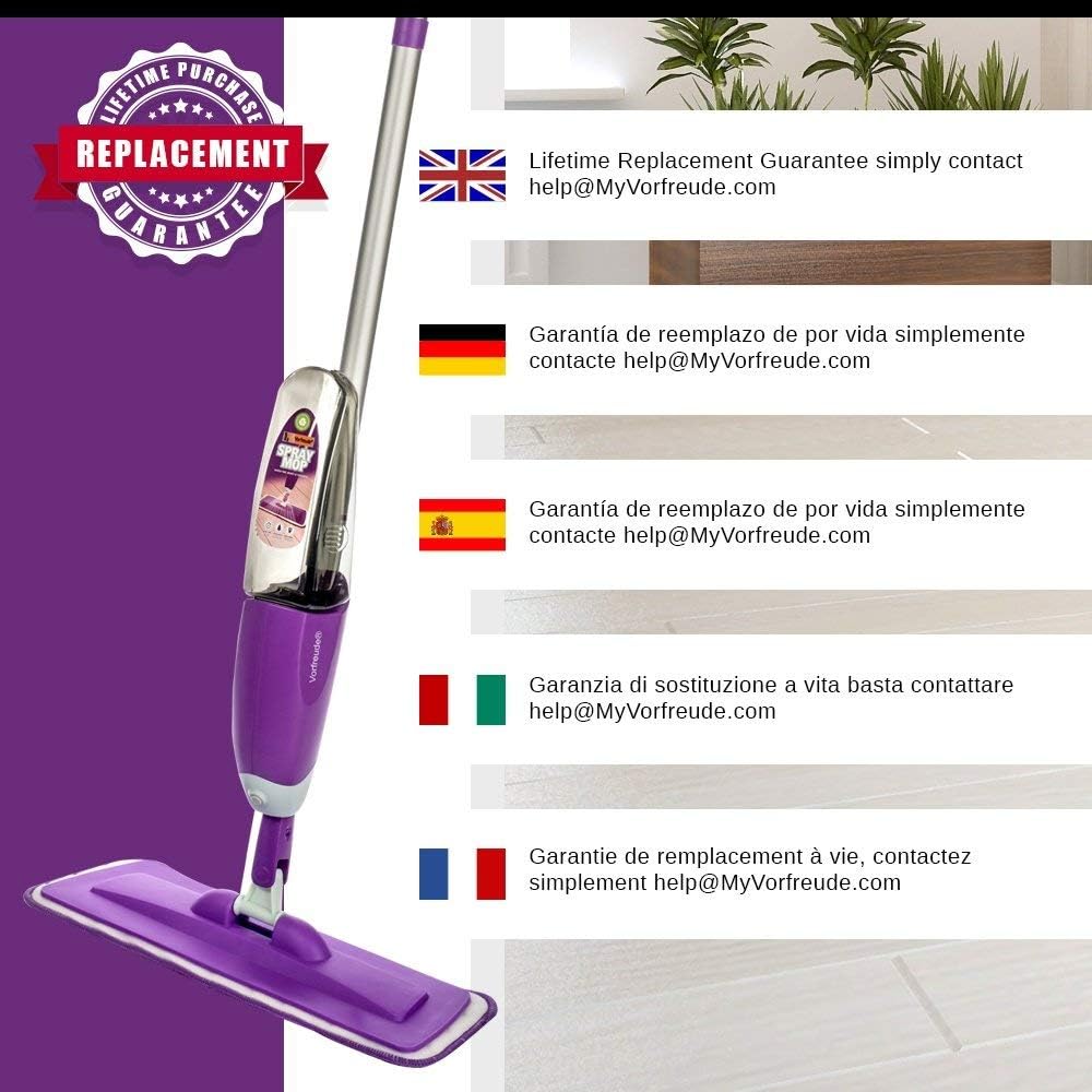 Vorfreude –Floor Spray Mop – Included Refillable 700Ml Capacity Bottle and Reusable Machine Washable Microfiber Pad