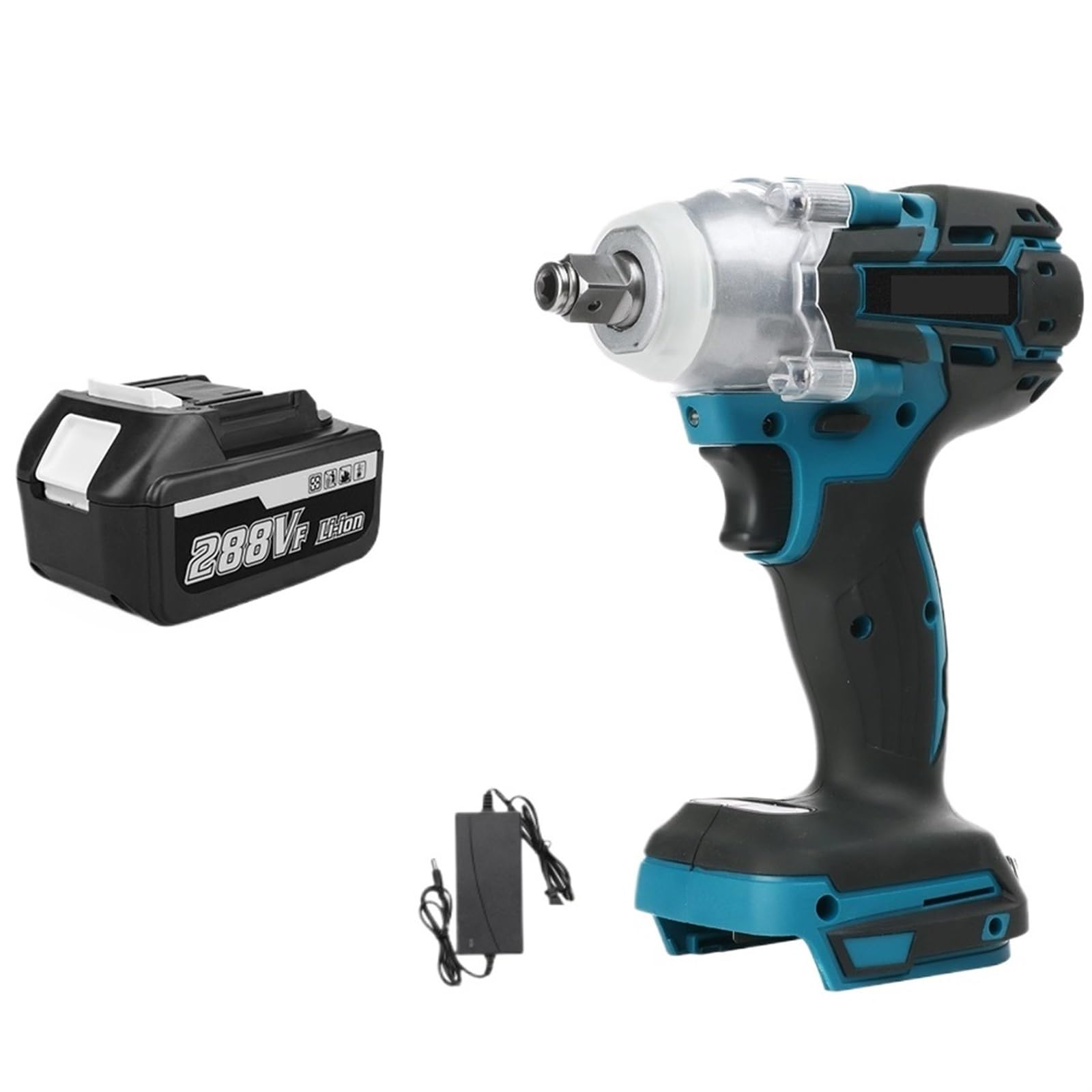Llave de impacto Llave De Impacto Eléctrica Sin Escobillas De Torsión De 1800N.M, Llave Inalámbrica Con Batería De Iones De Litio De 1/2 Pulgadas, Herramientas Eléctricas For Batería De 18V(1 Battery)