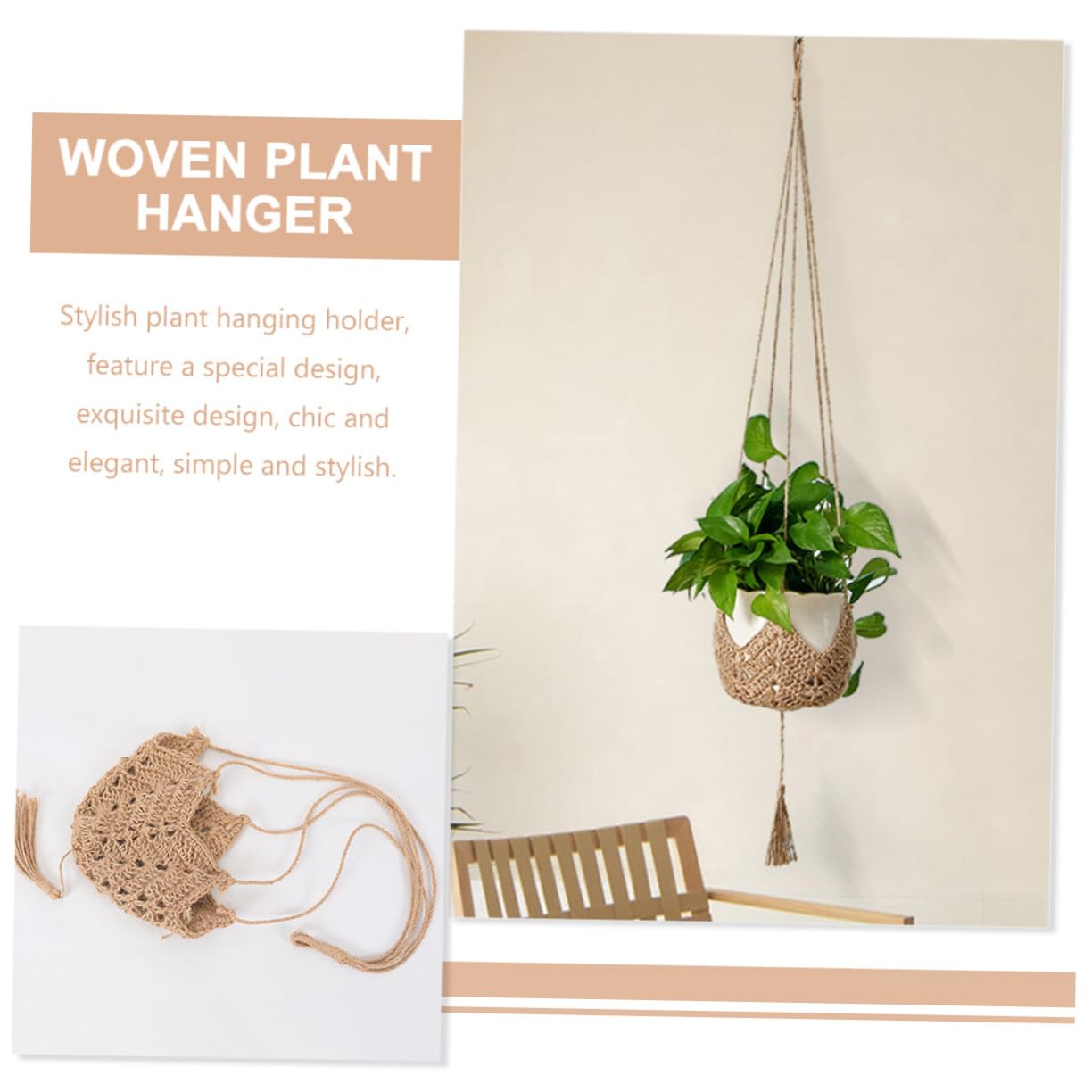 Yardwe 3 Set Di Portavasi Da Giardino in Macramè Decorazione Rustica Fioriera Sospesa Multiuso Per La Decorazione Della Casa 2 Pezzi * 3