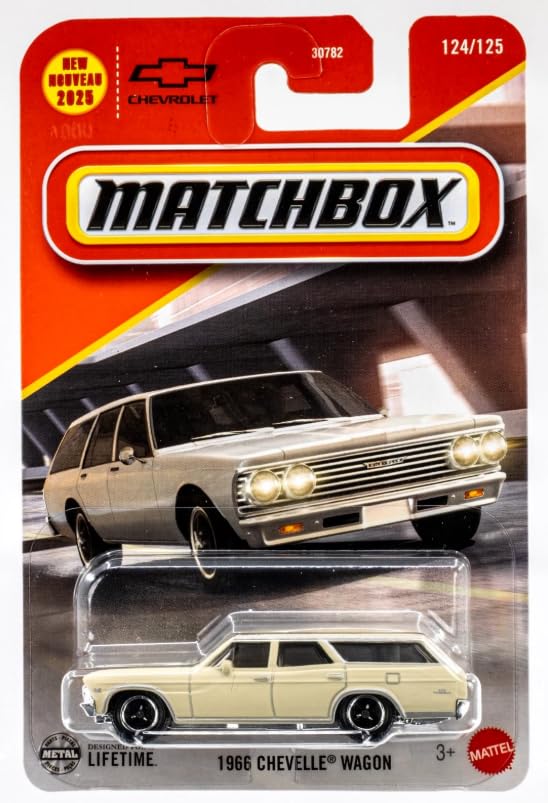 Matchbox 1966 Chevelle Wagon [Lemonwood Yellow] 124/125, 1:64 Scale Diecast Toy Vehicle