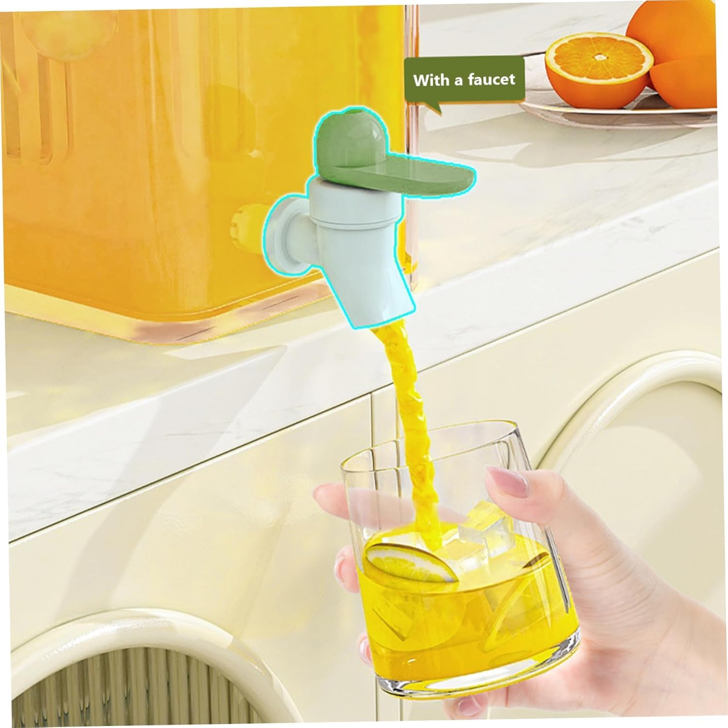 Dozownik napojów do lodówki, 4 l, bez BPA, z kranem i dwoma filtrami, pojemnik na napoje na płyny na imprezę, dzbanek na zimną wodę, stojak na lemoniadę, dzbanek na sok, morski