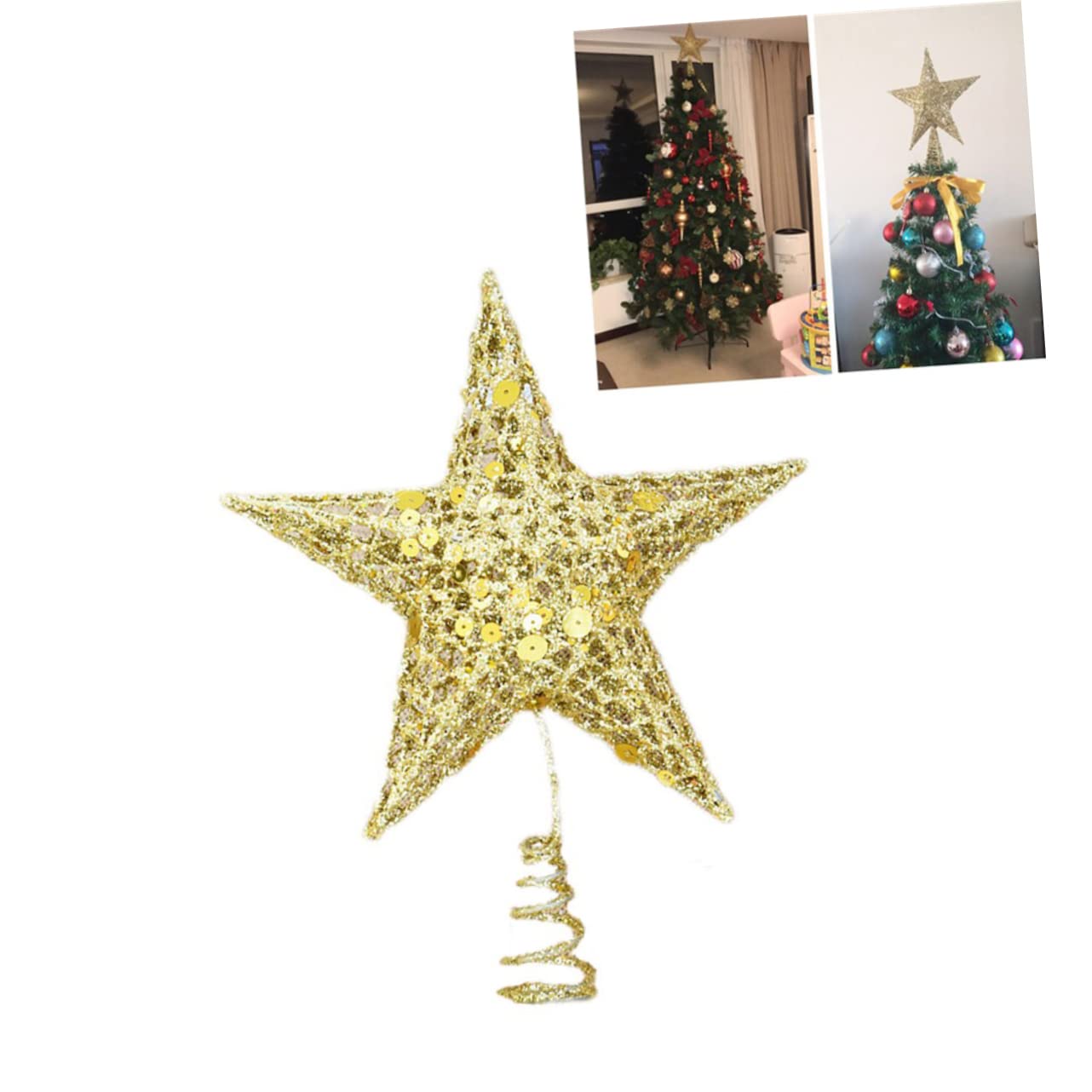 PRETYZOOM 2St Funkelnde Weihnachtsbaumspitze Weihnachtsbaum-Sternspitze Ornament Glitzernde Weihnachtsbaumspitze Stern Baumspitze vertikal Zylinder Metall Dekorationen