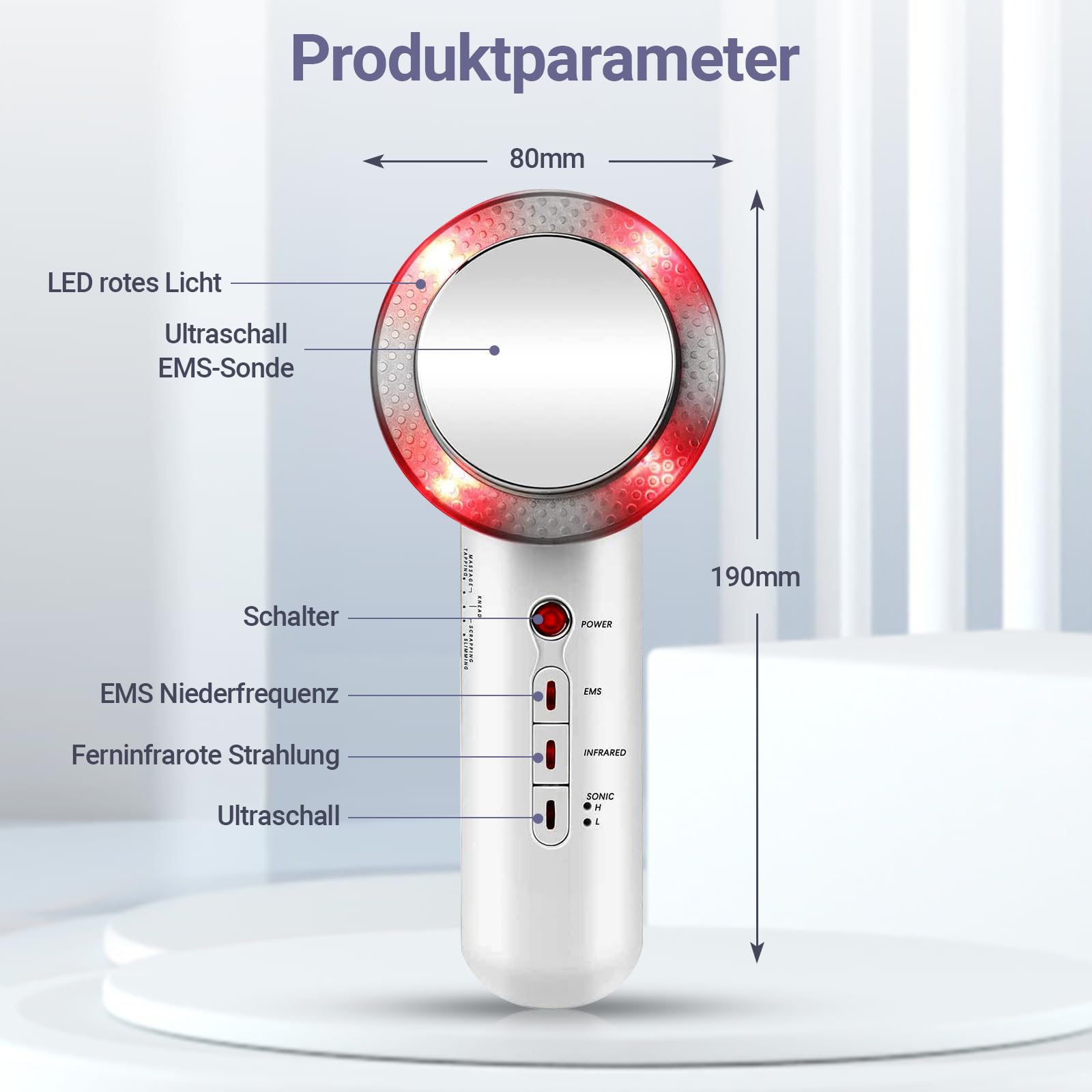 3 En 1 Cavitation Appareil Ultrasonique, appareil anti cellulite, 5 modes et 5 intensités, température constante de 45 degrés, Appareil de soins de la peau pour le visage/les bras/le corps