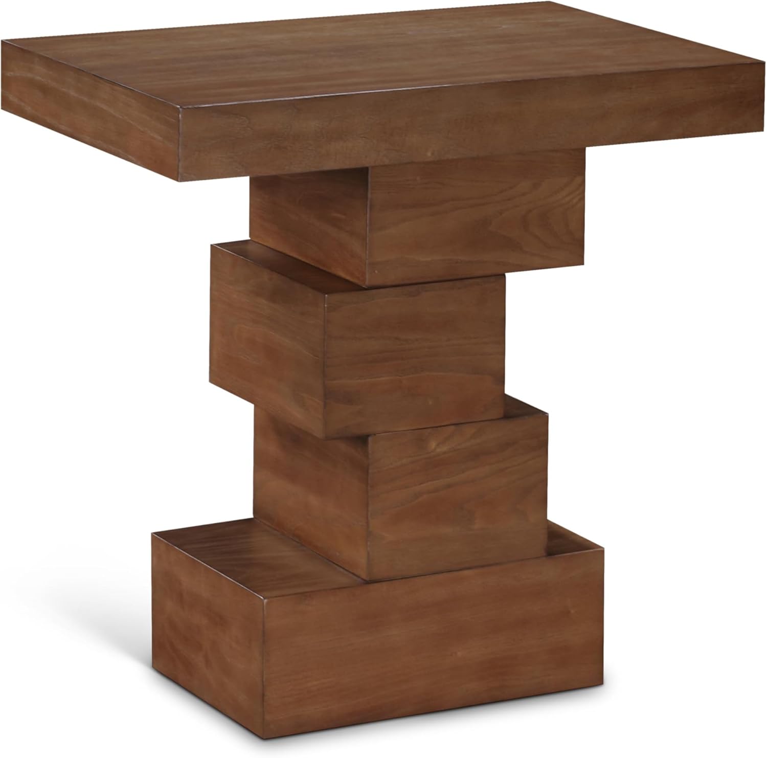 Meridian Furniture 499Walnut-ET Westmount Collection Art Deco End Table with Rich Walnut Brown Finish, MDF with Ash Veneer, 24" W x 16" D x 24" H, Walnut