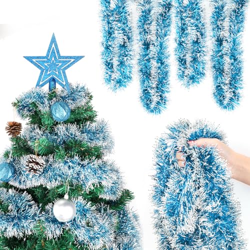HOWAF Espuma Azul para Árvore de Natal - 6 Peças, 12m Guirlanda de Natal - Decoração para Escada