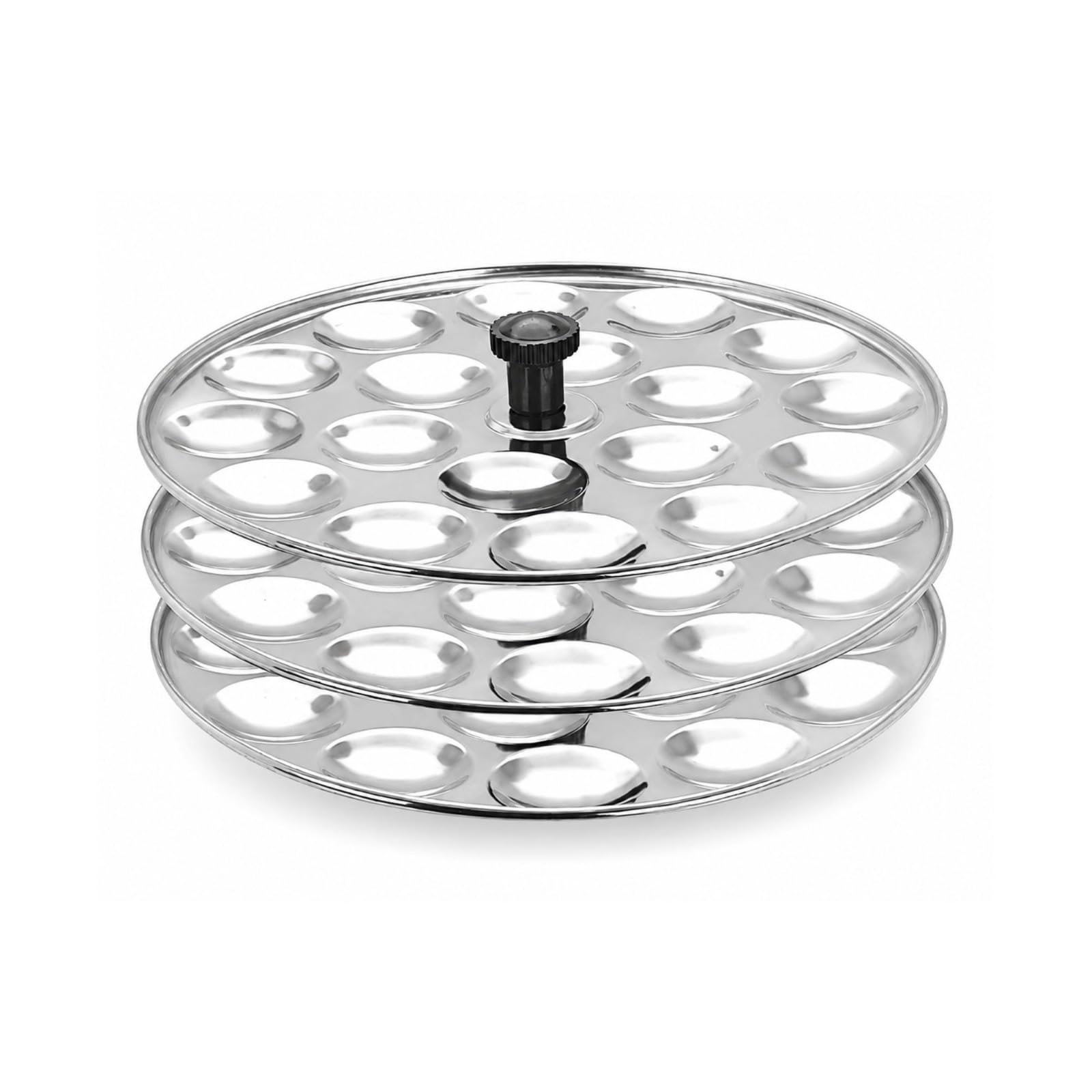Stainless Steel Mini Idli Maker Stand, 3-Tier Steamer Plates, 54 Cavity Cooking Set, Silver