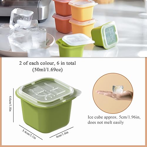 Miniatura 2 de Bandejas cuadradas grandes para cubitos de hielo, bandejas individuales surtidas para cubitos de hielo con tapa extraíble, bandejas de hielo