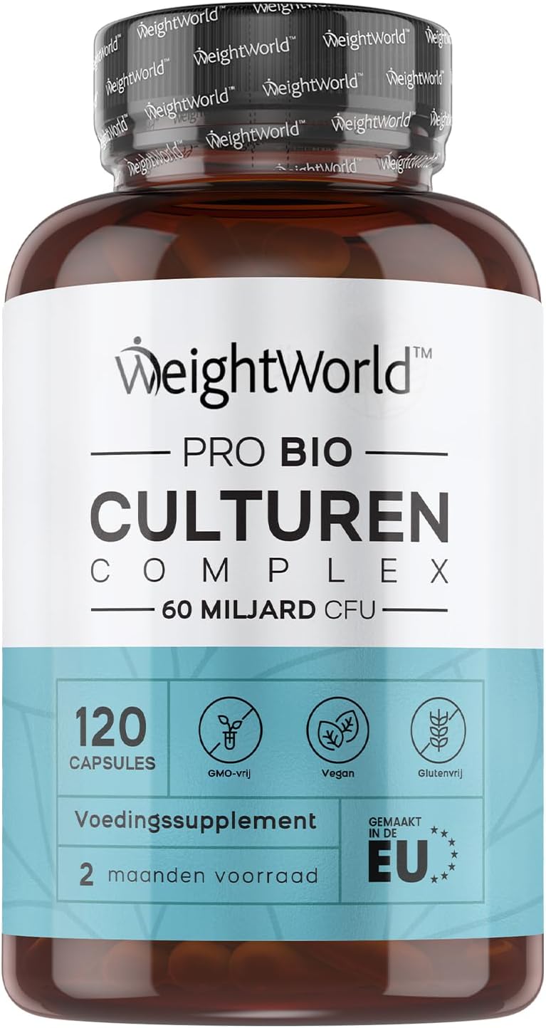 Probiotica Capsules – 60 miljard CFU – Met 20 Bacteriestammen, Bio Inuline en FOS – 120 Vegan capsules voor 2 maanden voorraad – Natuurlijke Ingrediënten – Geproduceerd in Europa – Van WeightWorld