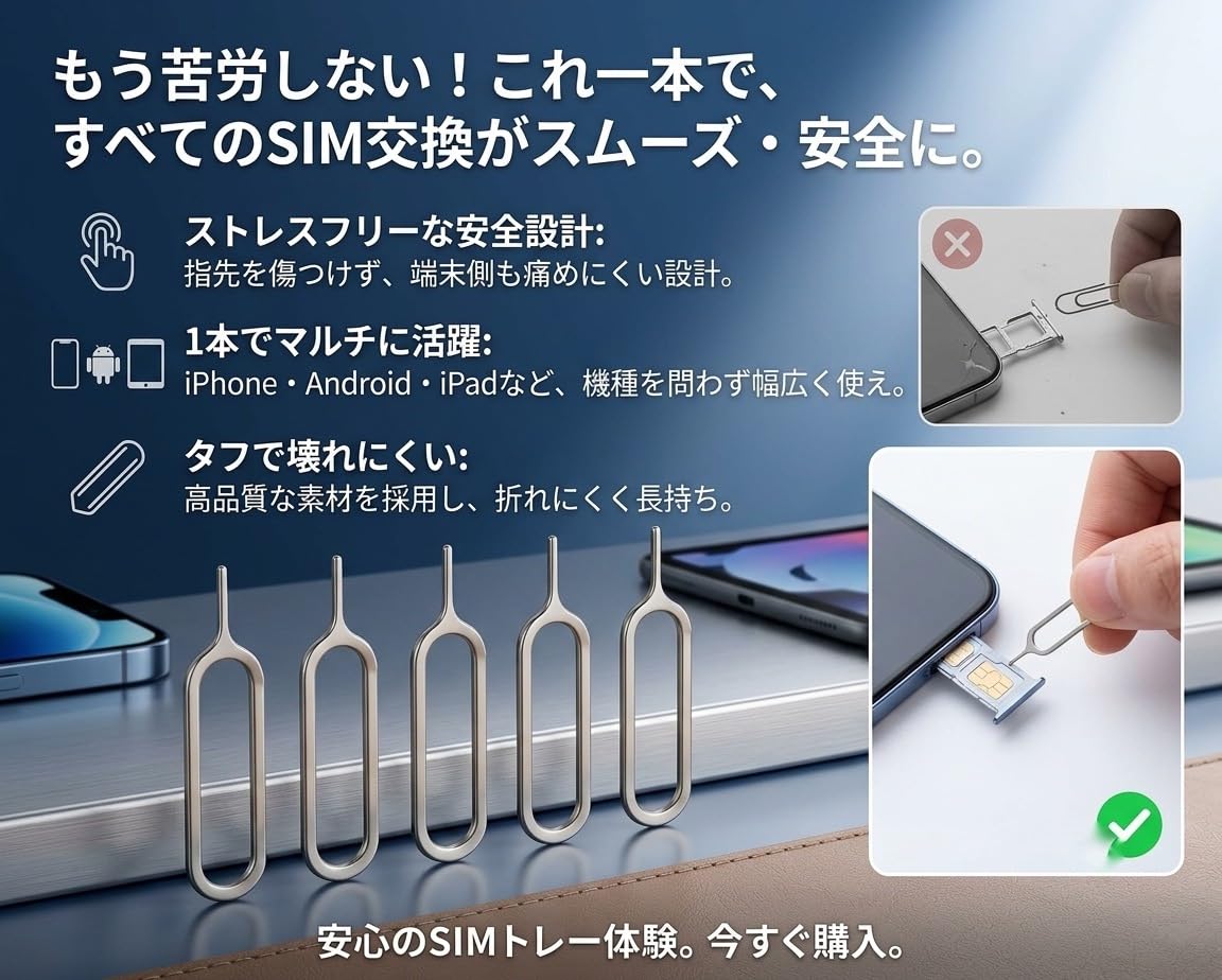 Amazon | SIMピン SIM入れ替え工具 SIMカードリリース取り出しピン