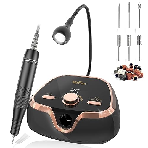 Miniatura 2 de YaFex Máquina de taladro de uñas y juego de brochas de uñas acrílicas máquina de lima eléctrica de uñas de 35000 rpm filtro E con pantalla de