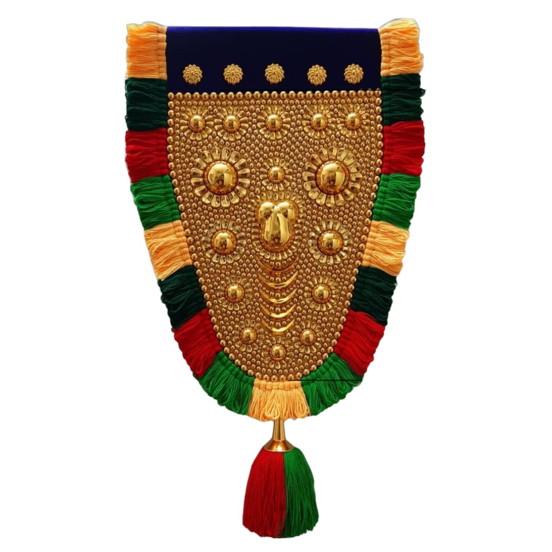 1.5 Feet Nettipattam (Caparison), 100% Hand Crafted Polymer Golden Finish Wall Hanging Netipattom by Trained and Experienced Artisans from Kerala.