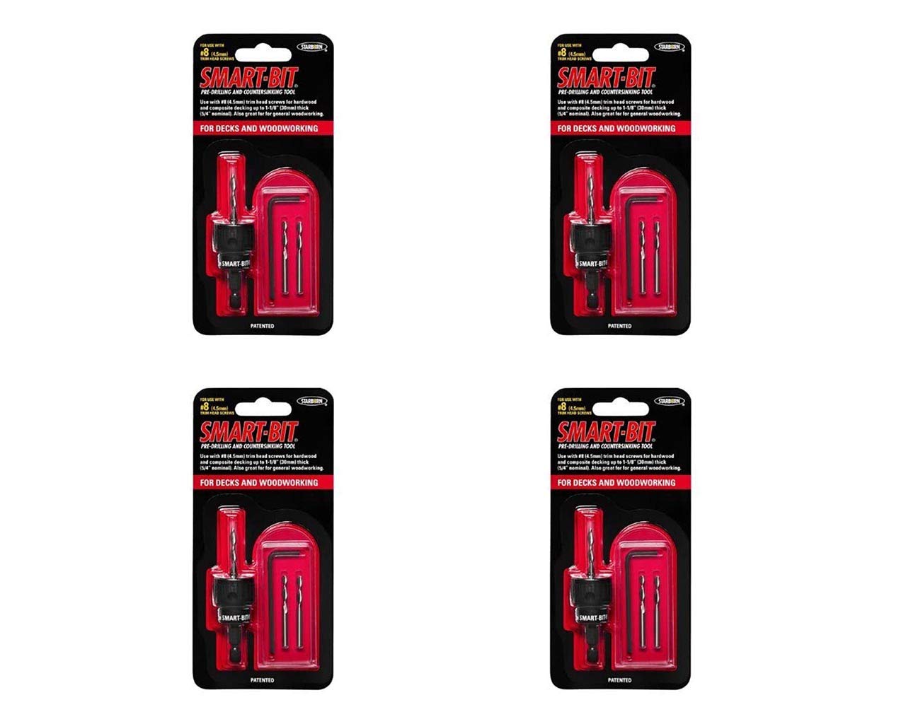 Starborn Industries BDA141 No.8 Trim Head Smart-Bit Pre-Drilling & Countersinking Tool (Four Pack)
