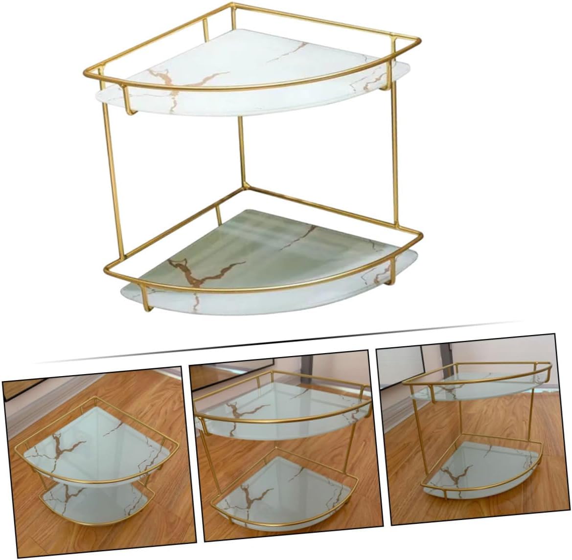 PRETYZOOM Bathroom Corner Rack Corner Shelf Makeup Storage Organizer Double Vanity Shelf