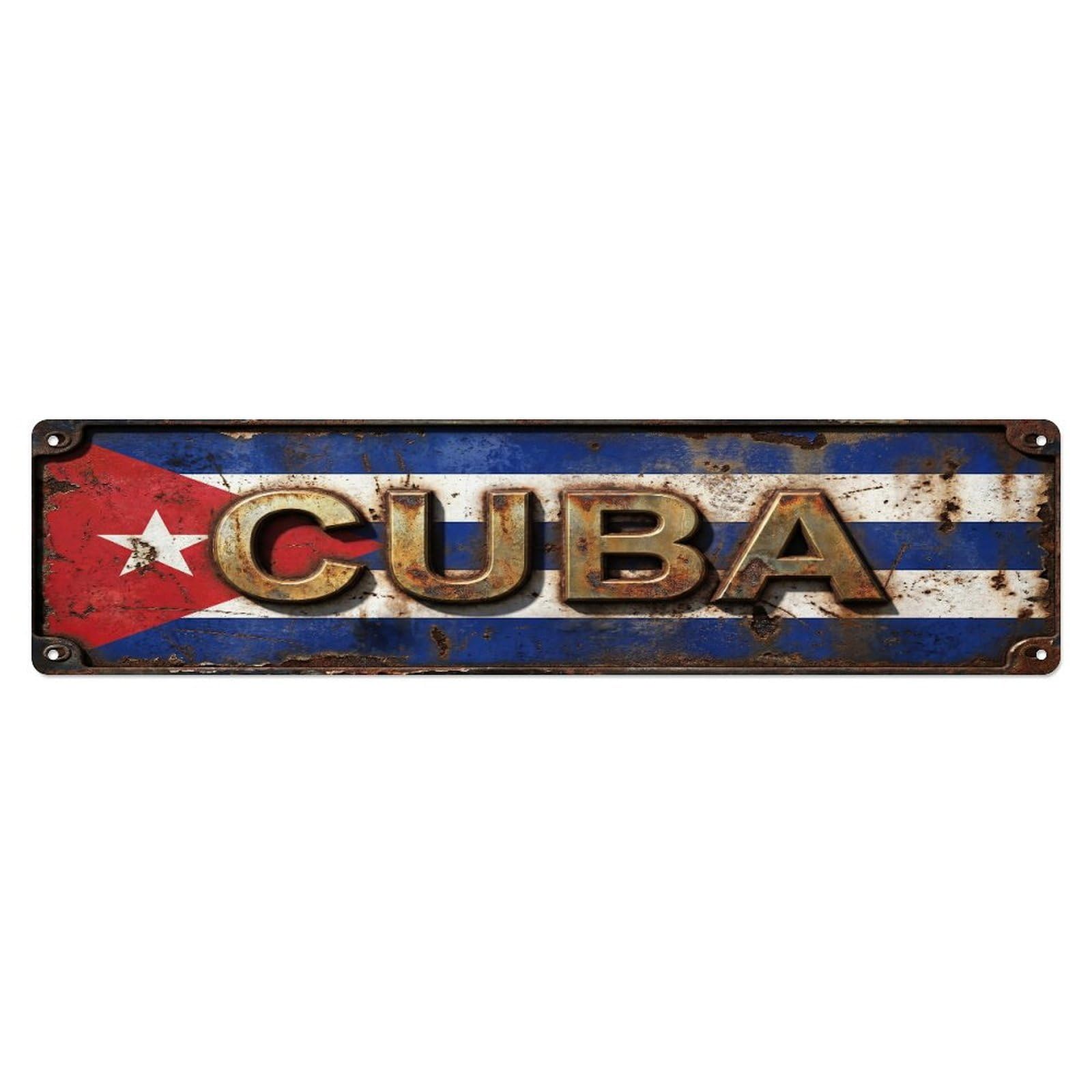 Xanthor Style Metal Tin Sign Vintage Cuba Flag Pattern