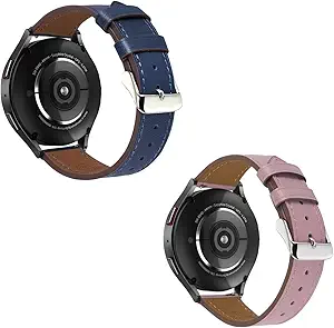 22mm Premium Italy Leather Watch Bands Compatible with Samsung Watch 3 45mm, Galaxy 46mm, Gear S3 Frontier, Quick Release Wear-resistant Leather Watch Straps Replacement Band for Women Men(Pack Of 2)